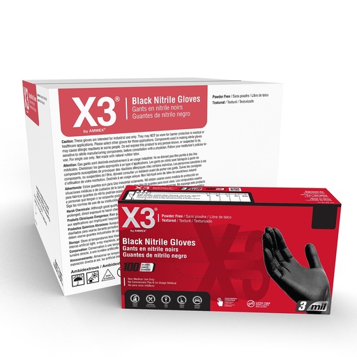 GLOVE: 3MIL NITRILE X-LARGE BLACK